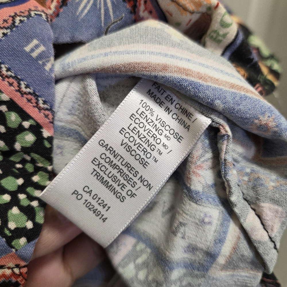 Twik Par Simons 100% Viscose Patchwork Printed Button-Up Blouse - Picture 5 of 7